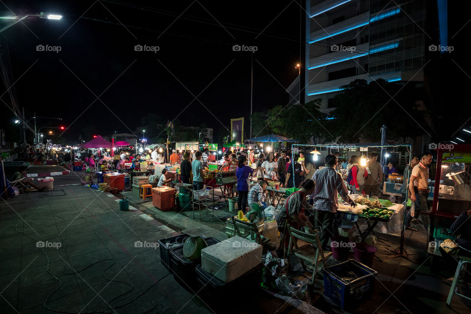 Street market in Thailand at nights 