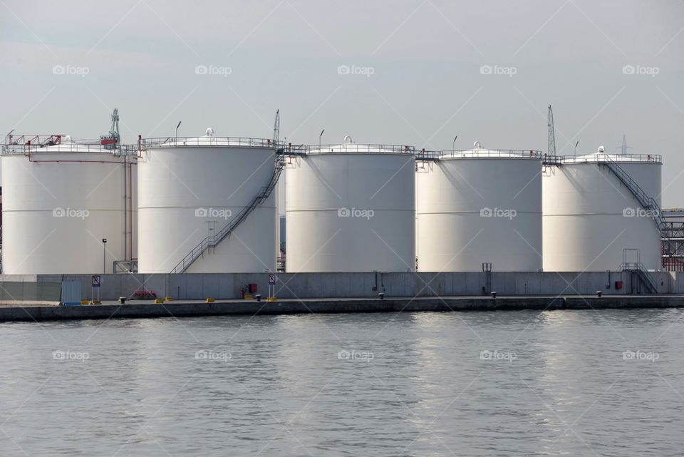 Storage tanks at the port of Antwerp.