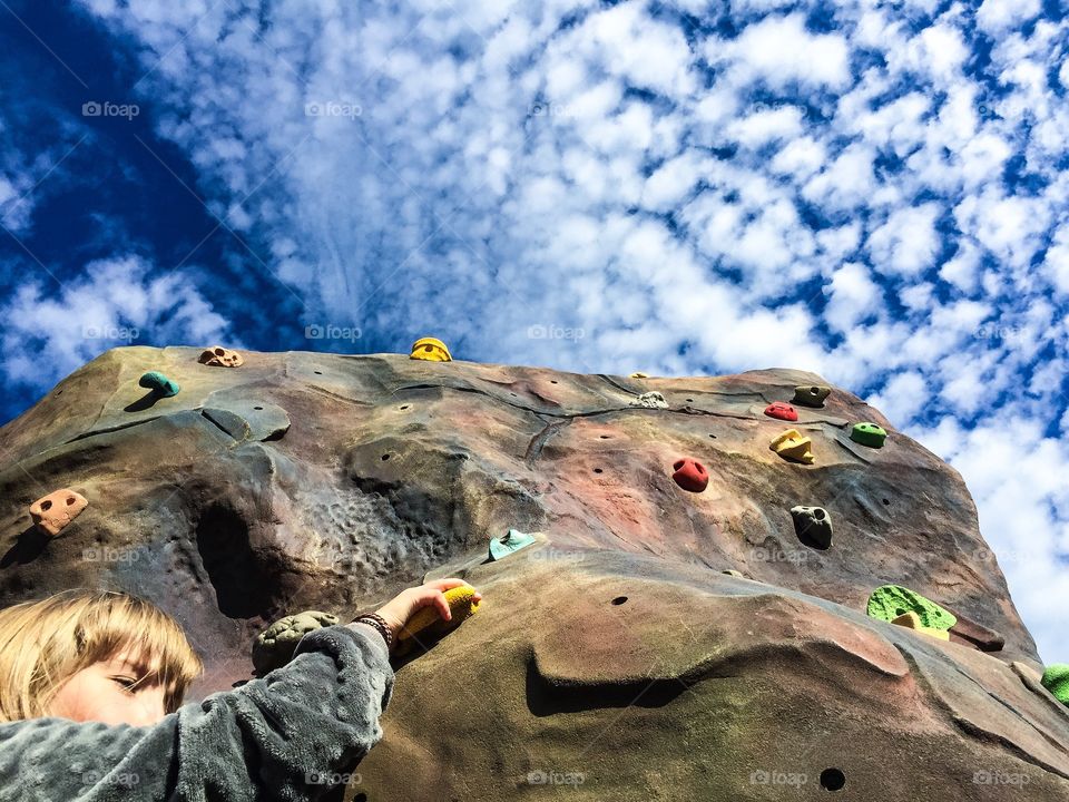 Climbingwall and clouds 