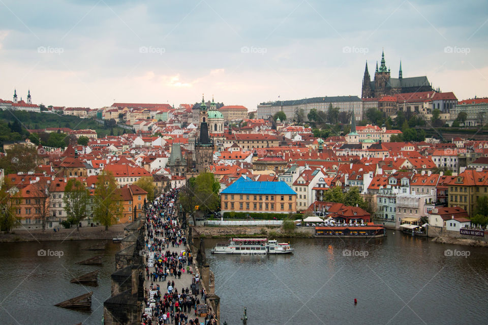 Charles bridge at sunset