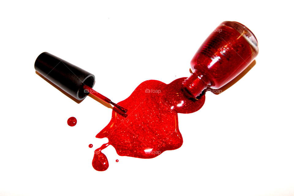 Spilled red nail-polish