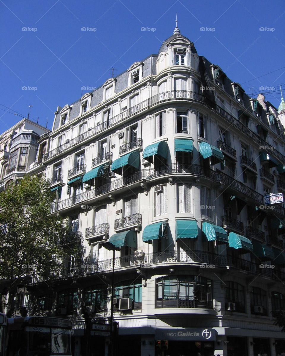 Awnings. Buildings in Buenos Aires