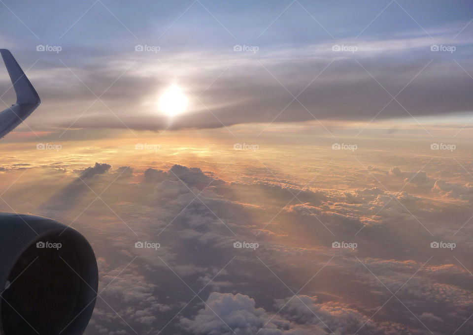 sky clouds sun boeing 747 by ijbailey