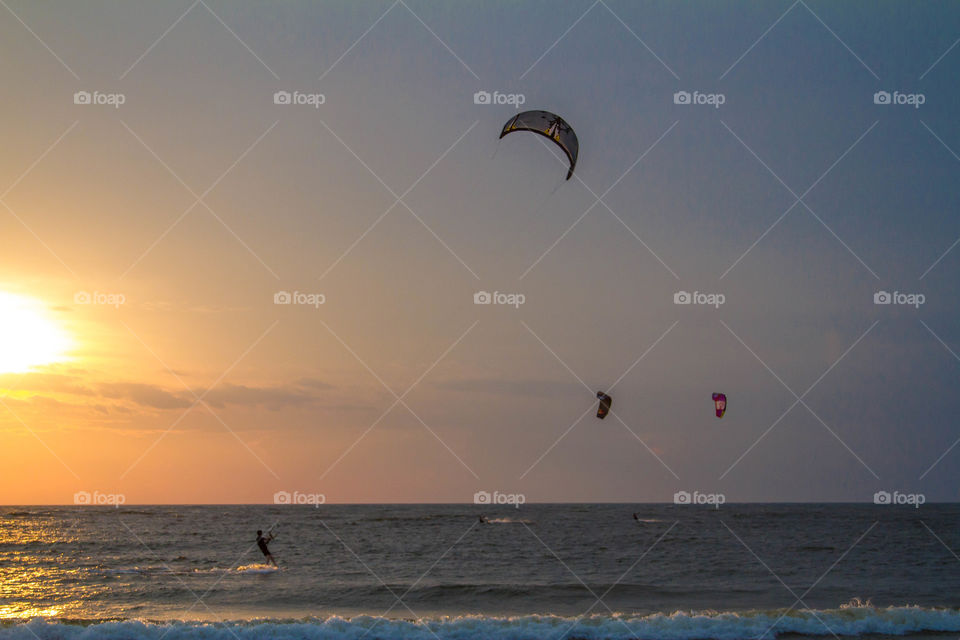 kite boarding. kite boarding on lake michigan
