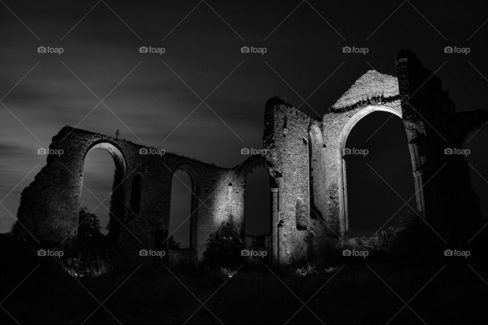 Church Ruins in black and white