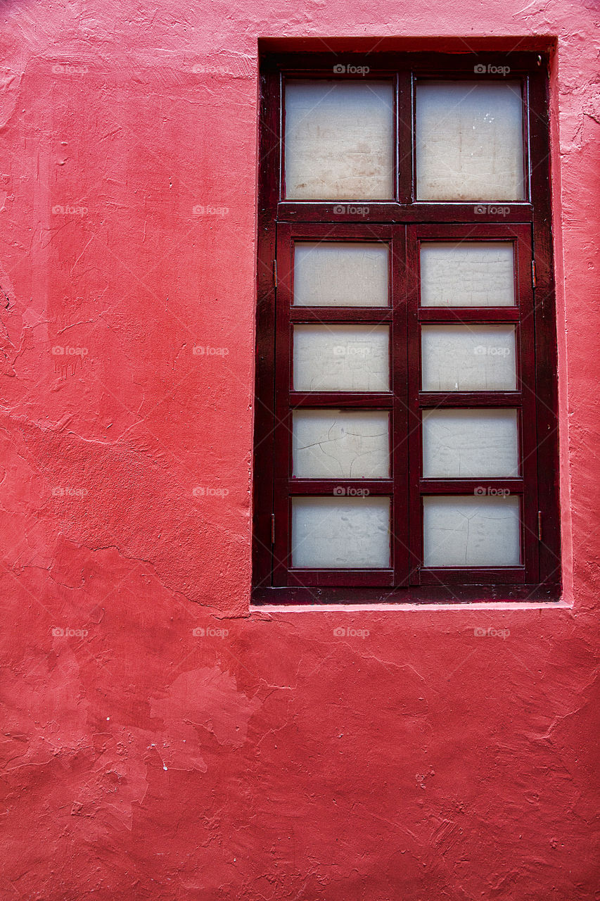 Closed glass window of house