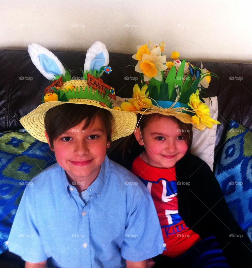 Children wearing Easter bonnet
