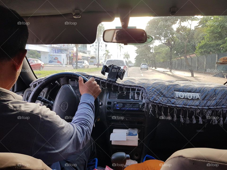 In a South American taxi