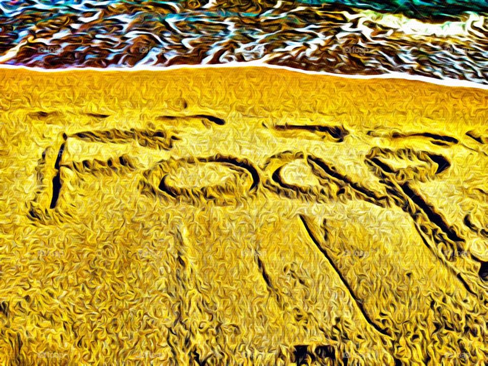 Foap written in the sand