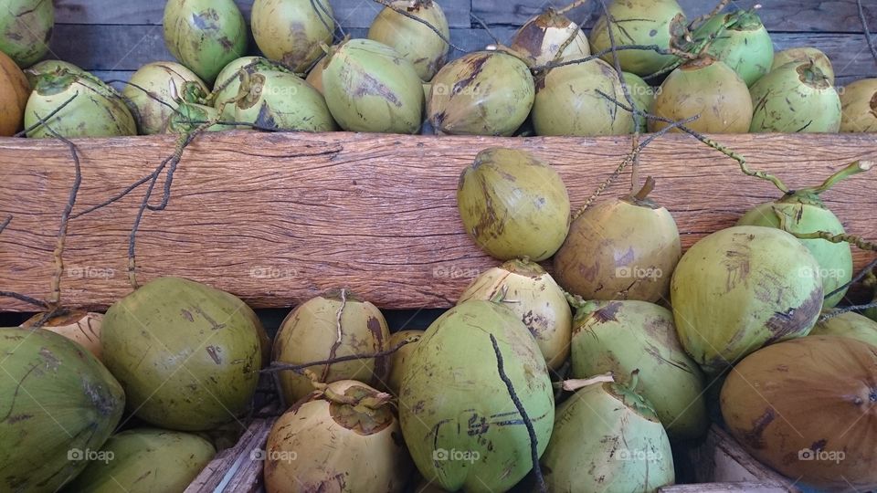 a lovely bunch of coconuts. yes, it is a fruit and a nut and a seed, also delicious 😋