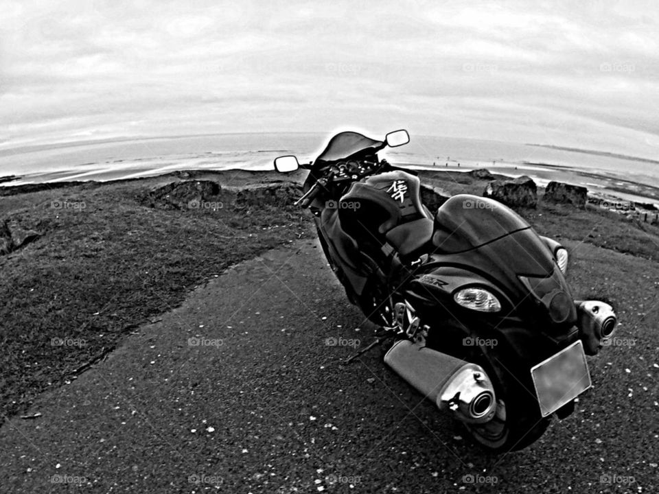 motorcycle at the beach