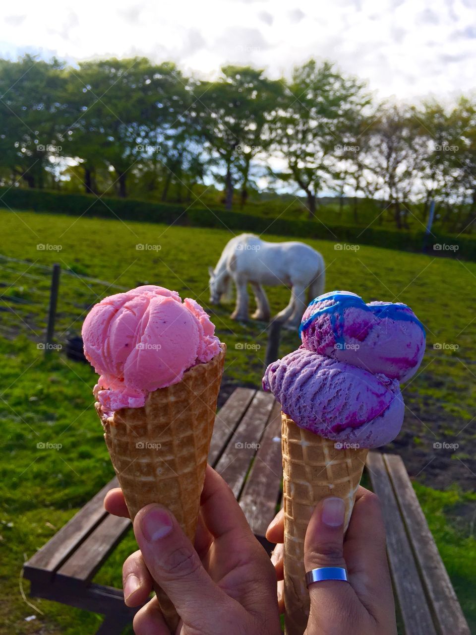 Hand holding ice cream 