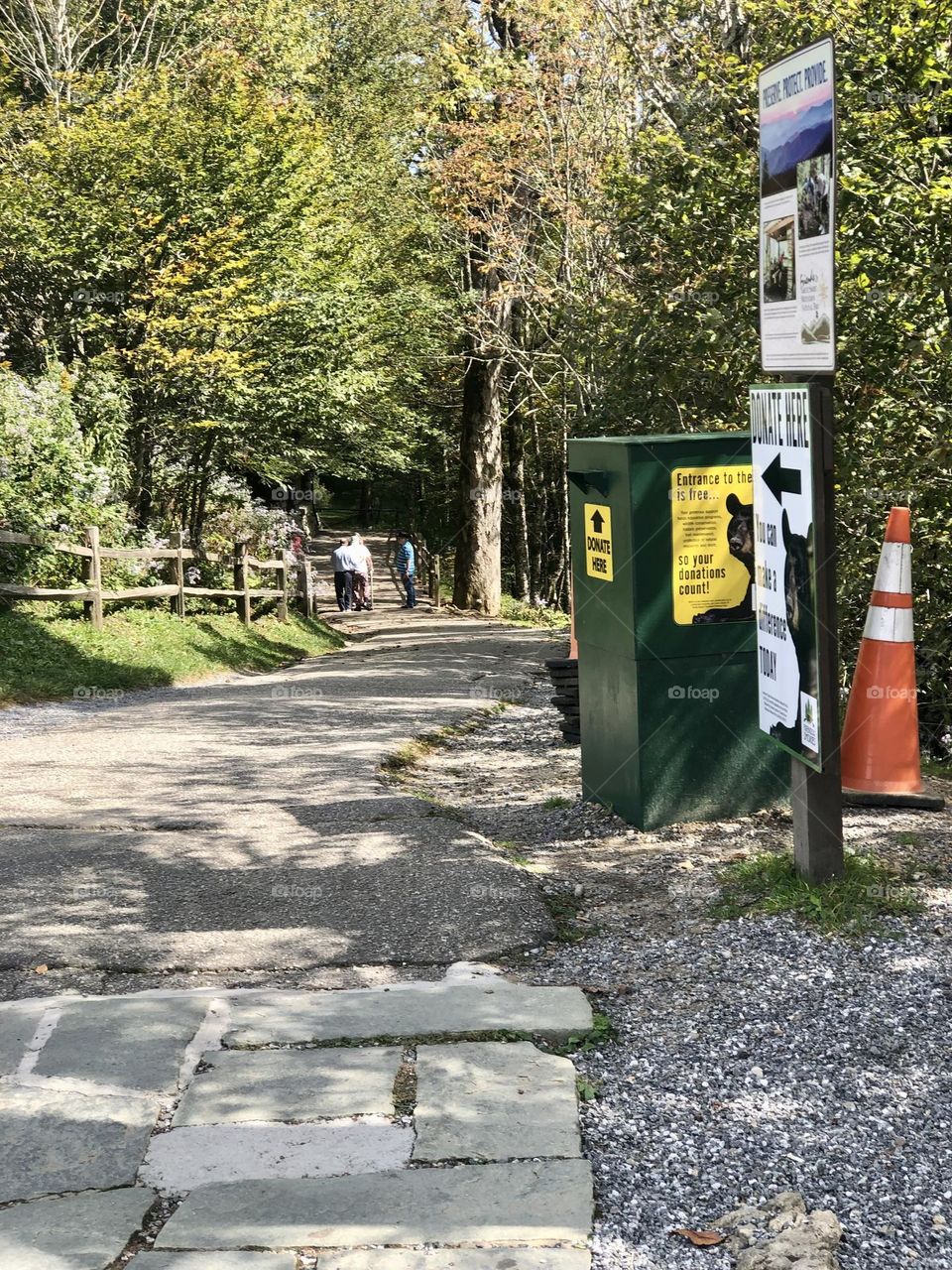 Tourist resting on a Foot Path, Walking area inside the Great Smoky Mountains National Park. 