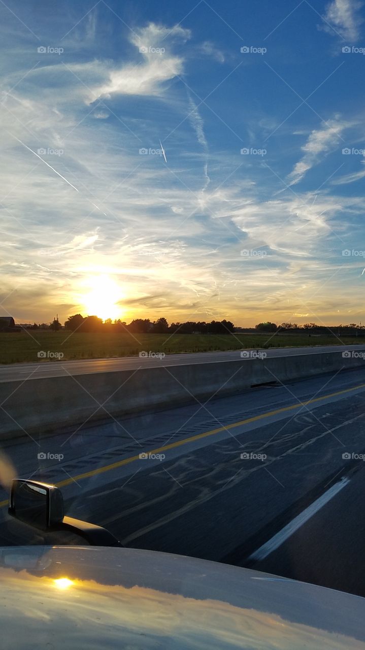 sunset from Ohio Turnpike