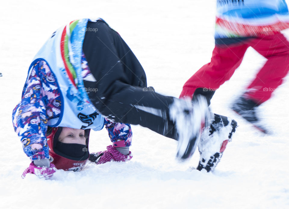 winter holidays. skating on dogs, sledding, snowboarding,