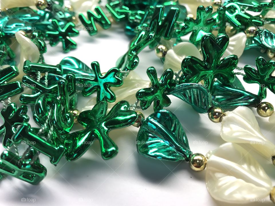Green and white beads decoration