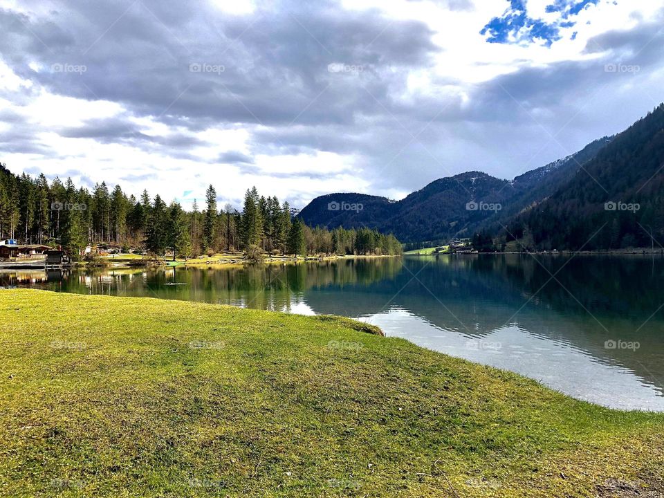 Lake reflection scenic landscape