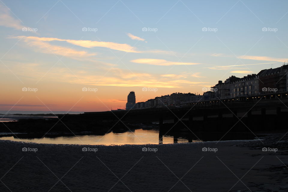 Sunset, Water, Dawn, No Person, Beach