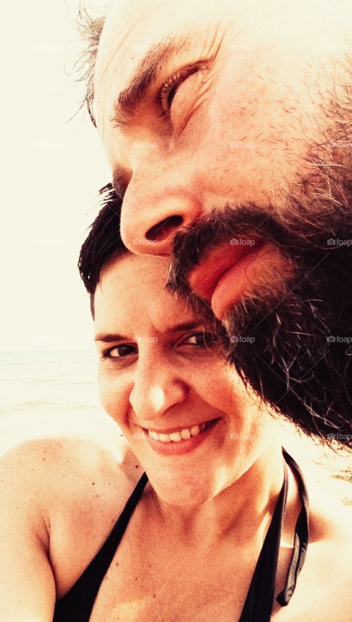 Love is the beach. Mi husband and I