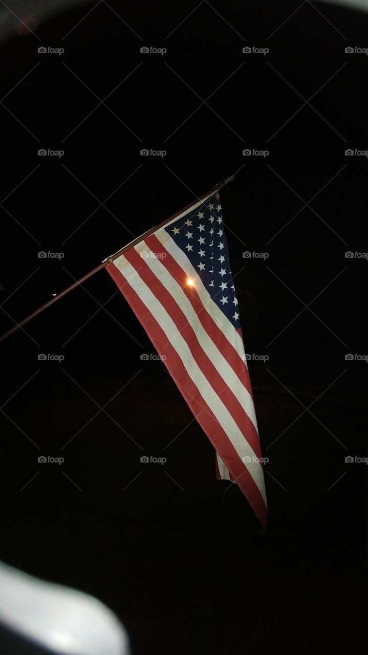 USA flag with flash