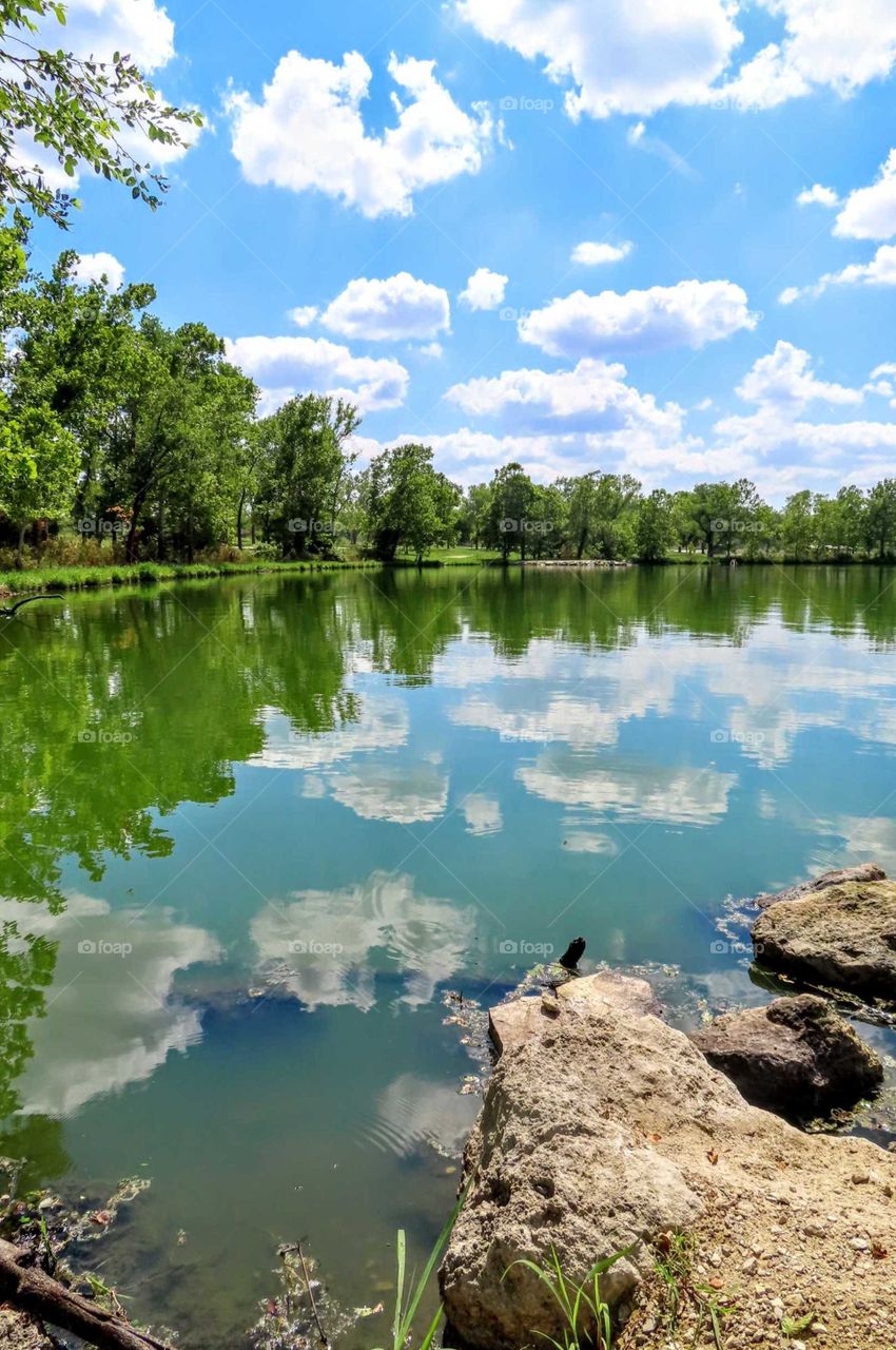 Beautiful Reflected Clouds Over Green Waters "Reflect My Heart"