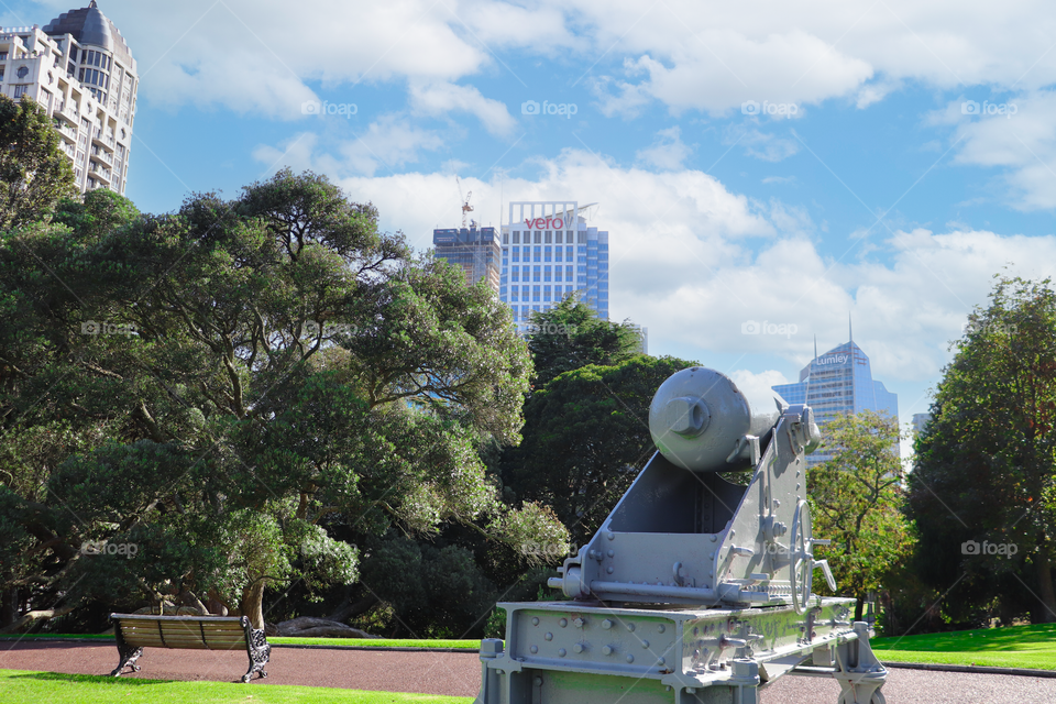 Old cannon in park in New Zealand