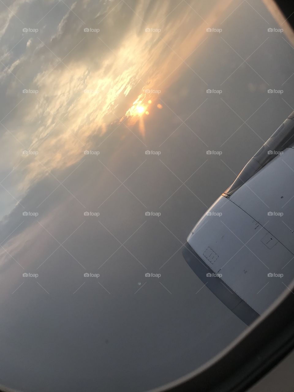 View of the sunset when the plane going from Turkey 