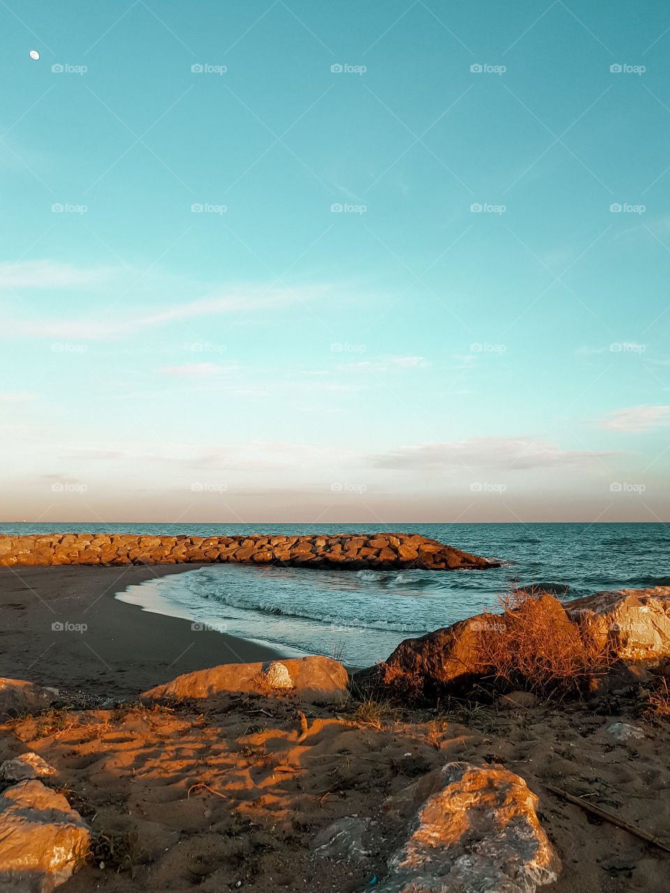 Landscape of a beach during golden hour 