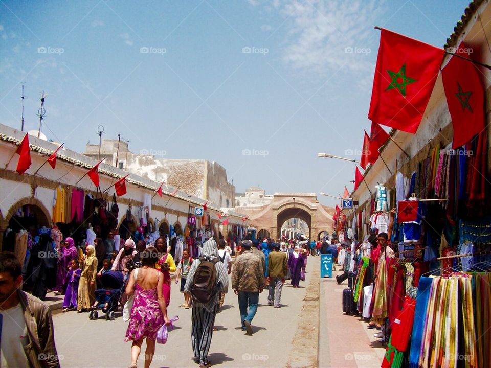 Local market in Essaouirra in Morocco 