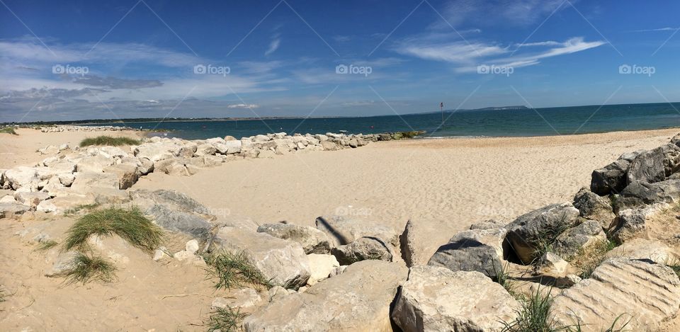 Scenic view of sandy beach