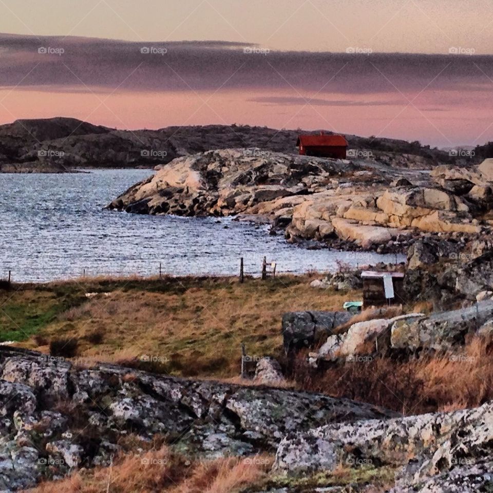 Landscape view of sea and rocks