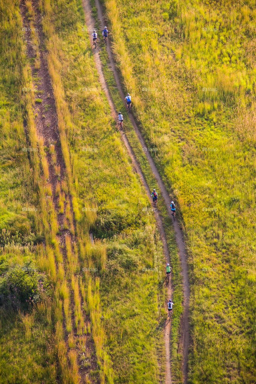 Life in motion ... cyclists outdoors from above
