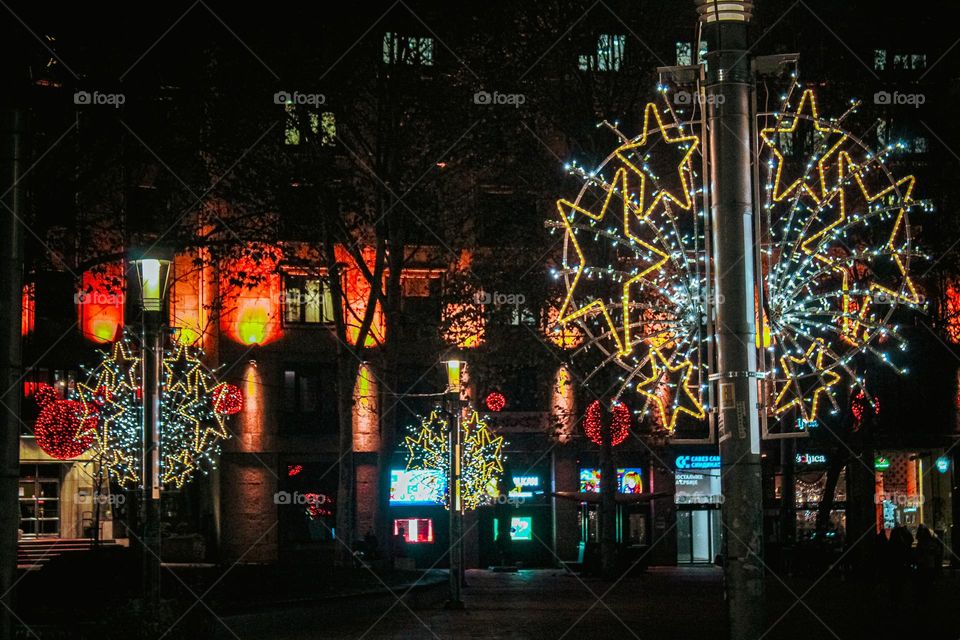 A street lamps decorated for a winter holidays