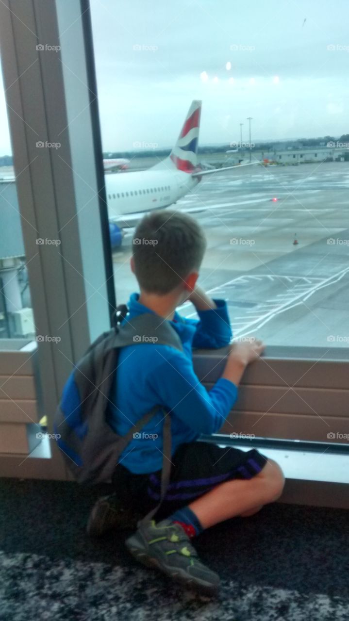 Waiting for the aeroplane