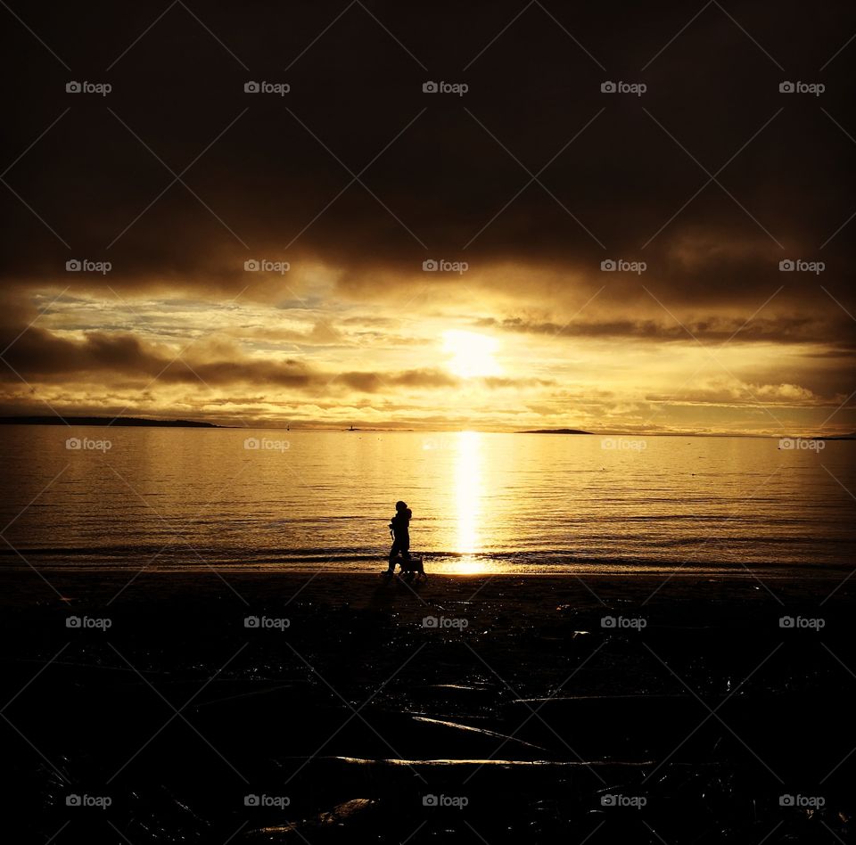 Early cloudy morning in a beach