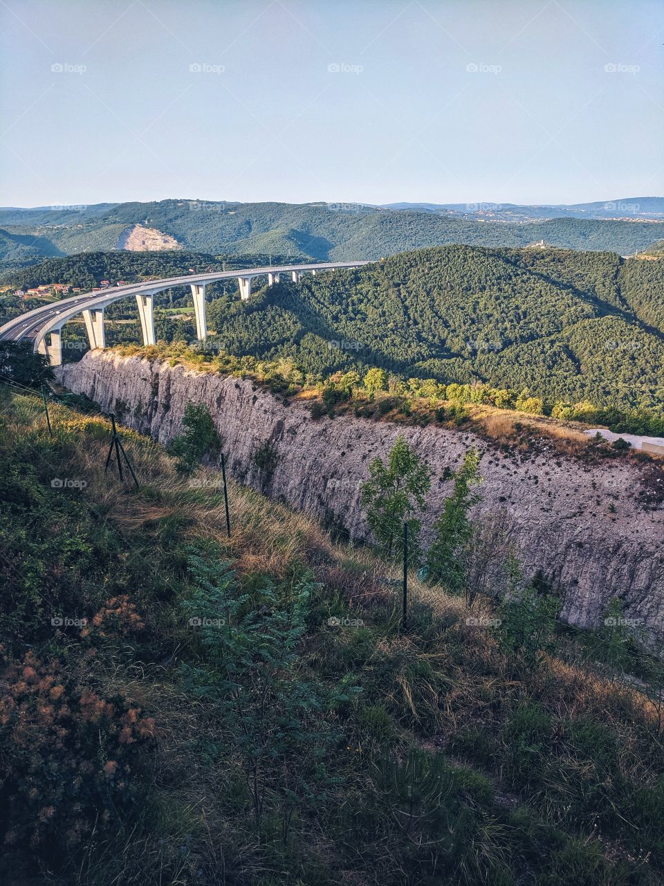 Bridge between hills to Sotserb in Slovenia.