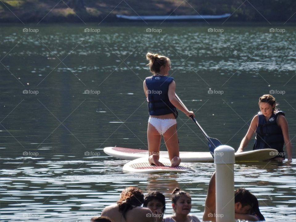 girl lake summer