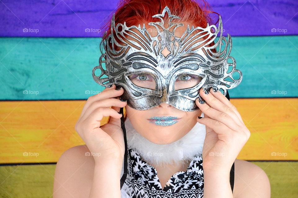 Girl wearing a mask