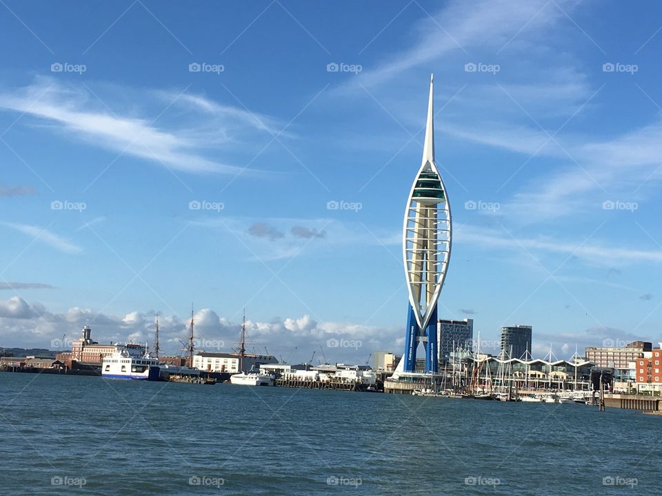 The Spinnaker Tower, Portsmouth on the English Channel, England.