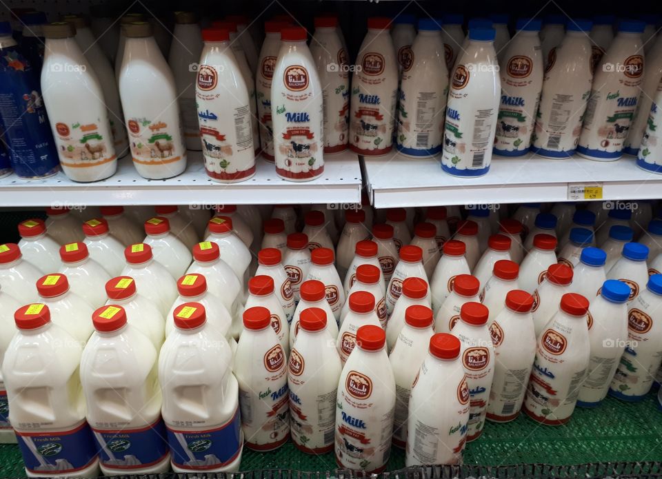 fresh milk ready for sales at promotional price.