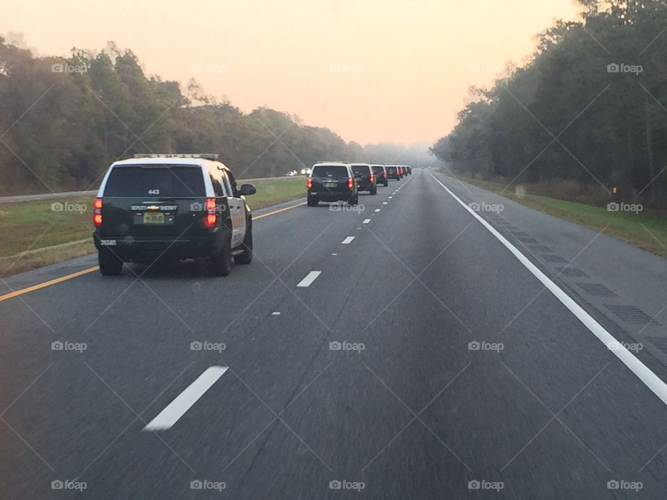 Convoy of Honor. Deputies headed to a Police funeral in Orlando. 