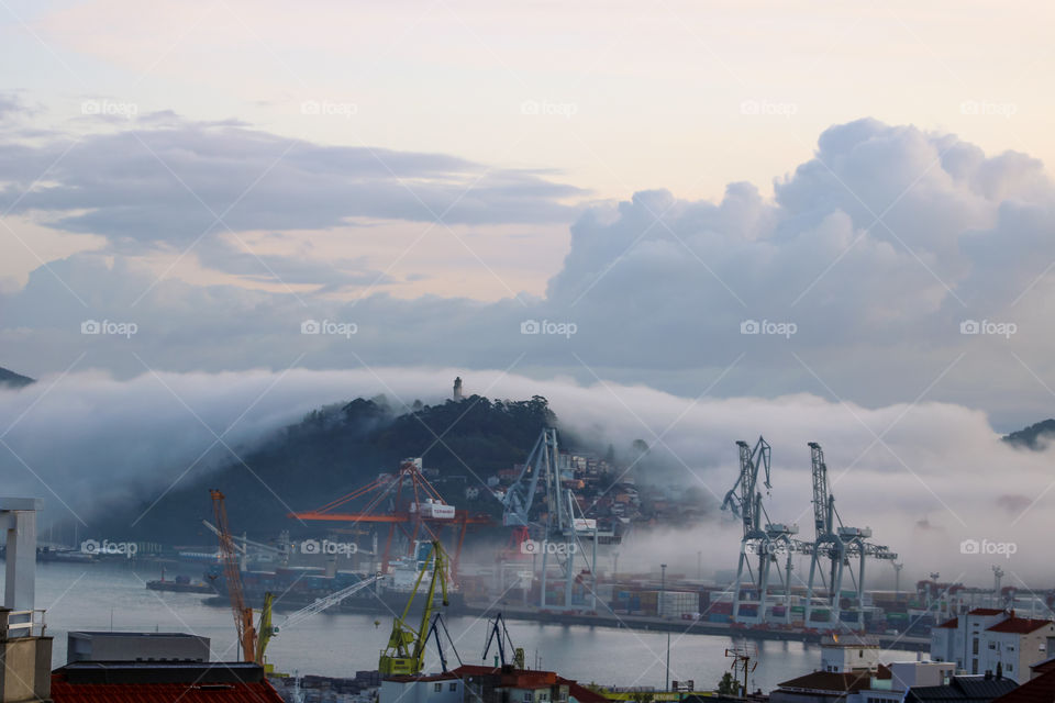 foggy/cloudy morning in Vigo, Spain