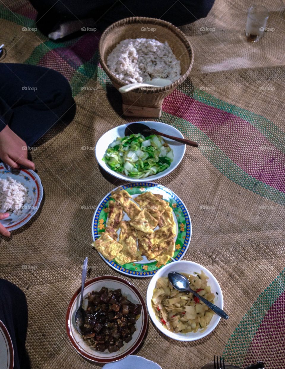 Indonesian village meal at the guest house