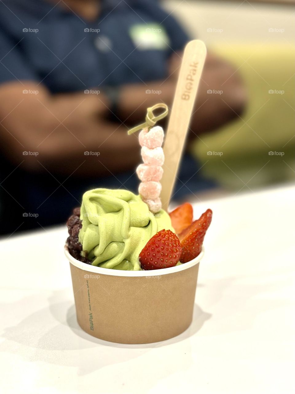 Matcha Ice Cream with Red Beans