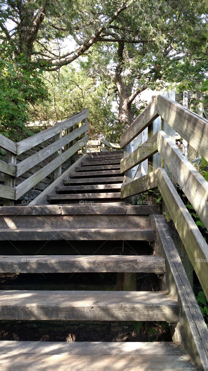 should I walk up this steep stairway or just drive on the road