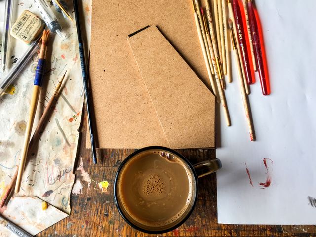 Coffee on artists table 