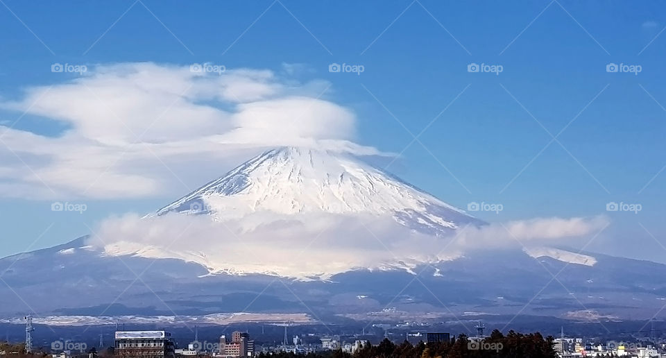 Mount Fuji with cloud cap