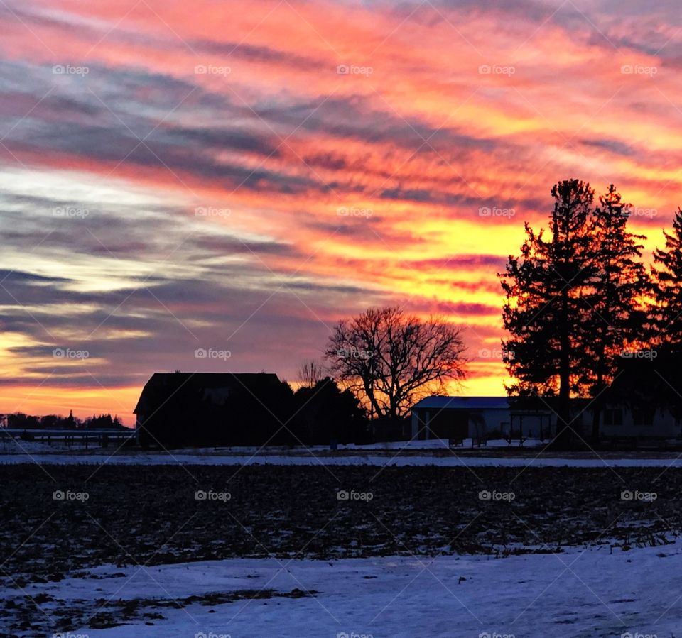 Sunset in the country 