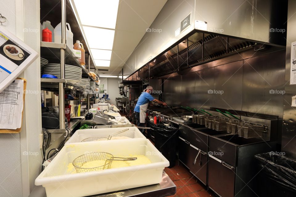 Inside kitchen of the restaurant 