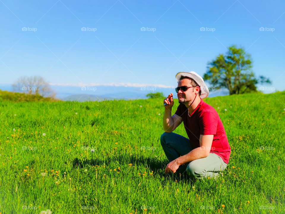 Green grass portrait